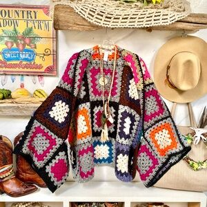 Colorful Patchwork Crochet Cardigan